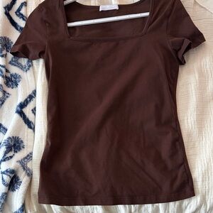 Ann Taylor Chocolate Short Sleeve Top